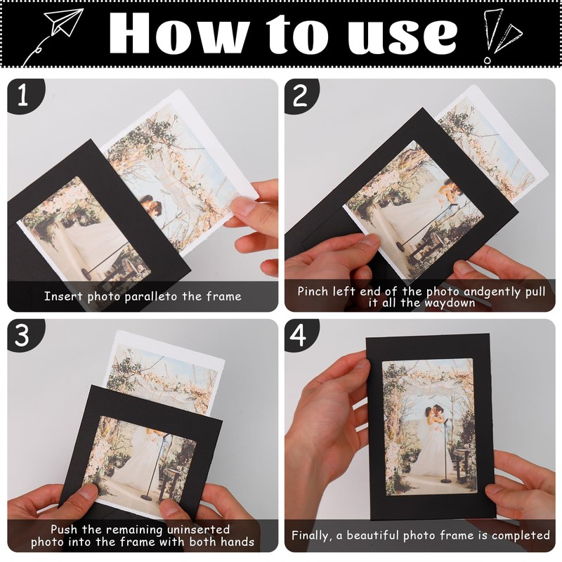 JMUQ 50 Pack Paper Picture Frames 4x6, Black Picture Frames