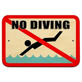 No Diving - Pool Area 9" x 6" Wood Sign