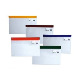 Snopake A5 Zippa-Bag ‘S’ Classic with Write-On Label [Pack of 5] 255 x 190 mm - Transparent/Assorted Zip Strips [Ref: 12722]