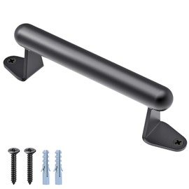 SELEWARE Barn Door Pull Handle, 9 Inch Heavy Duty Metal Gate Handle for Sliding Barn Garage Door, Indoor Outdoor Playground Stairs Safety Grab Bar, Black