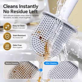 Silicone Toilet Brush for Bathroom Cleaning – Long Handle Wall-Mounted Toilet Bowl Scrubber with Space-Saving Storage Design