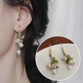 Flower Earrings for Women Tulip Flower Earrings White Flower Dangle EarringsProm Earrings Spring Earrings Holiday Party Accessories for women Jewelry