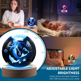 Mermaid Gifts for Girls, 3.15in 3D Little Mermaid Crystal Ball Night Light & Remote, Mermaid Night Light for Girls, Mermaid Lamps for Girls Bedroom, Birthday Christmas Mermaid Gifts for Women Girls