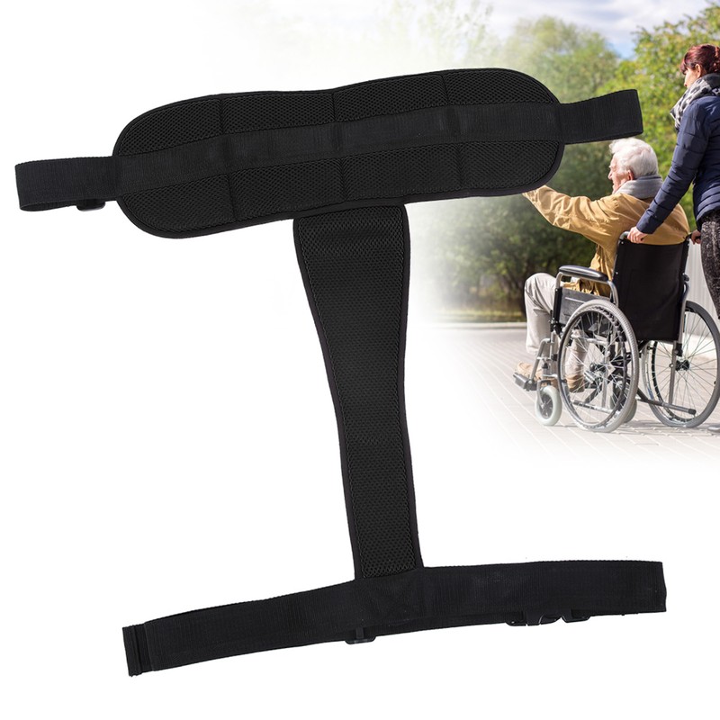 Wheelchair Safety Belt Restraint Harness Protective Adjustable Strap for PatientsBlack