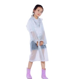 BLOOPIC Raincoat, Kids' EVA Eco Material, Coated, Waterproof, Windproof, Lightweight, Hood with Drawstring, Unisex, Rain Poncho, Elementary School Students, Rainy Days, Bicycle, Excursions, Travel