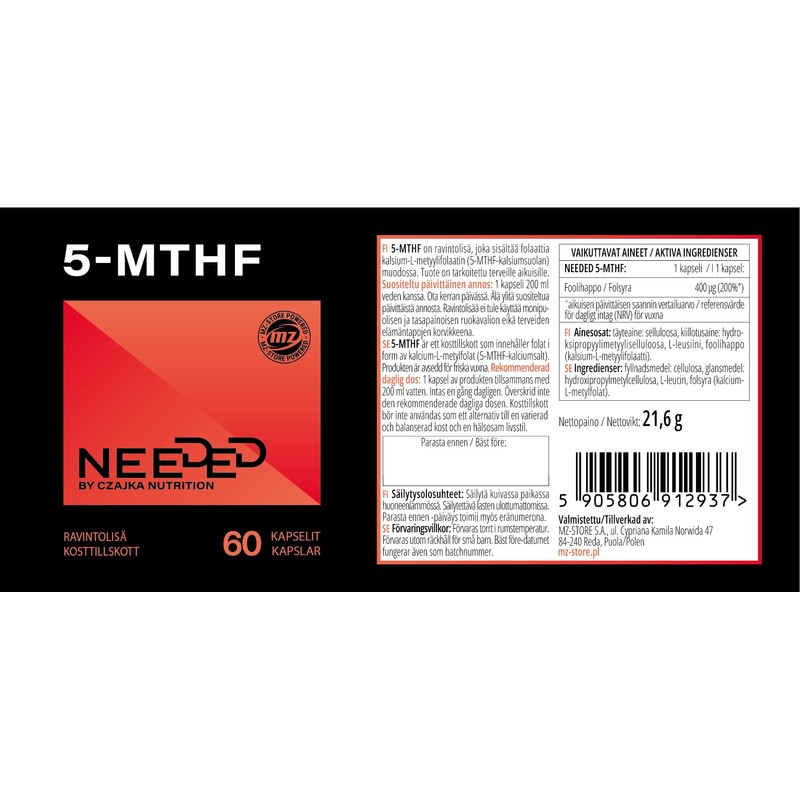 5-MTHF L-Methylfolate 400 µg - 60 Vegan Capsules | 60-Day
