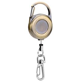 Soleebee Retractable Keychain, Vintage Metal Retractable Badge Reel Key JoJo Carabiner ID JoJo Retractable ID Badge Holder for Card Holder (Bronze)