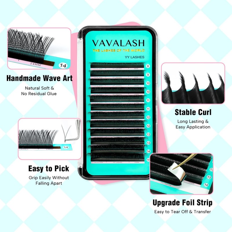 VAVALASH Y Lash Extensions M Curl 0.07mm 8-15mm Mix Tray