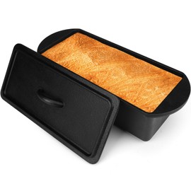 Oranbulb Cast Iron Bread Pan with Lid 13x5 Inch, Nonstick Popover Pan for Sourdough and Homemade Bread, Mini Loaf Pans with Lids, Pullman Loaf Pan for Sandwich Bread, Nonstick Baking Bread Pans