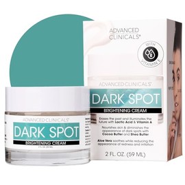 Advanced Clinicals - Hidratante facial para manchas oscuras | Loción de ácido láctico para la cara con cafeína, manteca de cacao y vitamina A | Crema 
