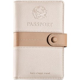 Lumbor37 Funda para Pasaporte, Cartera con Bloqueo Rfid Caja de Tarjeta de Visita Bolsa de Almacenamiento de Documentos de Viaj (Beige)