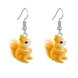 Hakusi Stainless Steel Earhook Stereo Alligator Squirrel Earrings Wildlife Alligator Marmot Earrings for Women (Yellow)