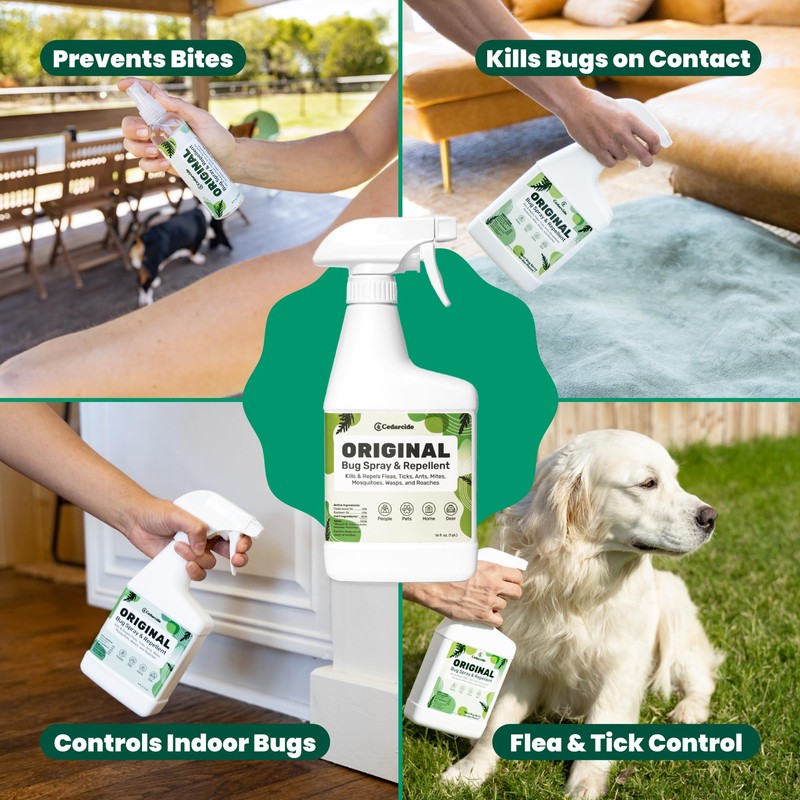 Cedarcide Original Bug Spray | Repel & Kill Fleas, Ticks,