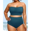 Tempt Me Women Plus Size High Waisted Bikini Bandeau Two