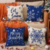 Ameyahud Merry Christmas Throw Pillow Covers Winter Holiday Snowflake Xmas