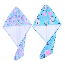 IWOWHERO 2pcs Cute Hair Towels Super Absorbent Water Absorption Hair Wraps for Women Fast Drying Microfiber Bath Towels Blue Heart Blue