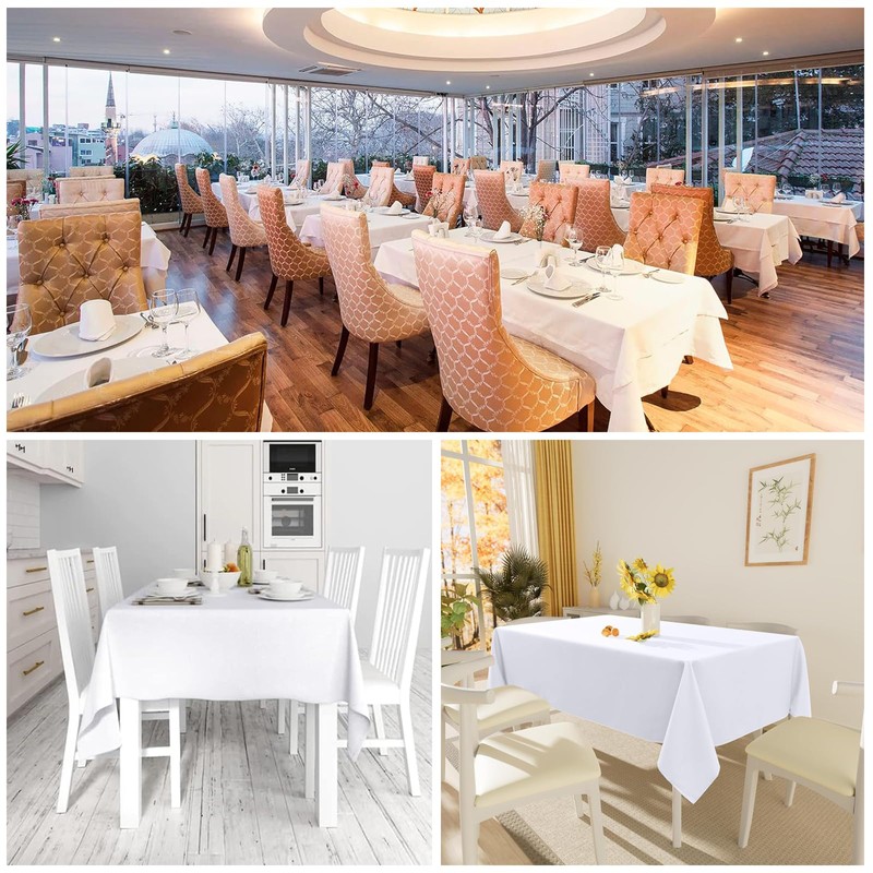 GYTFOG 3 Pcs Rectangle Tablecloth, White Table Cloth Party, 137x183