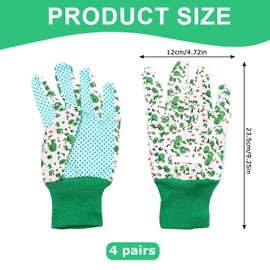 4 Pairs Gardening Gloves for Women, Comfortable Ladies Garden Gloves, Floral Garden Gloves with Elastic Cuffs, Non-Slip, Thorn Proof, Gardening Working Gloves for Yard, Cleaning, Fishing, Camping