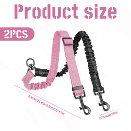 Double Dog Lead,Double Lead for 2 Dogs,Adjustable Dual Dog Leads,Shock Absorbing Bungee No Tangle Leash for 2 Dogs(Pink Black)