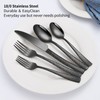 Remoxye 40-Piece Silverware Set, Black Hammered Stainless Steel Flatware Sets