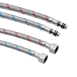 Aleker 2 PCS Flexible Tap Connector, M10 x 3/8" BSP Kitchen Tap Hose, 400mm Stainless Steel Kitchen Basin Monobloc Mixer Tap Connectors, Flexible Pipes Tails, Durable Plumbing Fittings