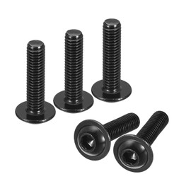 uxcell Flanged Button Head Socket Cap Screws, 25pcs M6x25mm 304 Stainless Steel Black Oxide Socket Drive Fasteners Bolts, Fully Thread Machine Screws