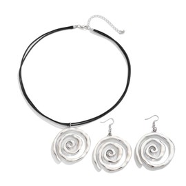 2PCS Spiral Earrings Necklace Sets for Women,Spiral Earrings Necklace Geometric Round Swirl Earrings,Spiral Earrings Round Spiral Statement Earrings Vintage Boho Summer Beach Trendy Jewelry Gifts (1419)