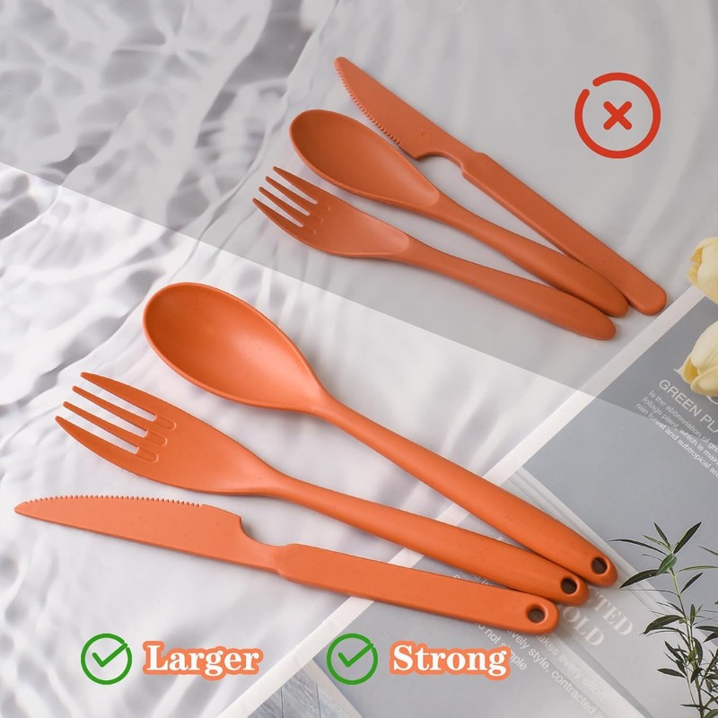 JINGIHE 8 Pieces Plastic Cutlery Set, Travel Cutlery Set