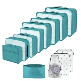 Suitcase Organiser, Organiser for Suitcases and Backpacks as well as Airline Approved Hand Luggage, Toiletry Bag for Air Travel (Light Blue, 12 Pieces)