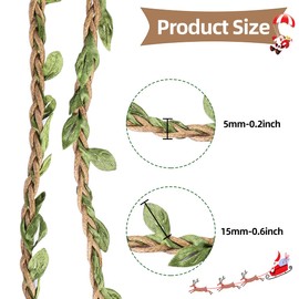 Jute Twine String With Leaves AOBETAK 1Roll 20m 5mm Artificial Leaf Rustic Hessian Bunting Burlap Ribbon Rope For Wrapping Wedding Party Home Decor Christmas Wreath Decor Diy Craft Supplies (2022)