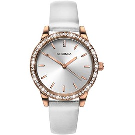 Sekonda Editions 40330 Women's Quartz Analogue Watch Rose Gold Case and White Strap, Strap