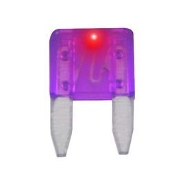 NTE Electronics 74-LMAF3A Fast Acting Miniature Automotive Fuse with LED Indicator ATM_ID Equivalent, Blade Type, 3 Amp, 32V, Violet