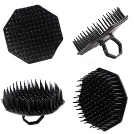 4pcs Wash hair comb, Hair Scalp Massager Wash hair Comb with Soft Pins Detangling Brush Anti-dandruff Washing Comb for Men and Women 4pcs Ringed Handle (Black, One size)