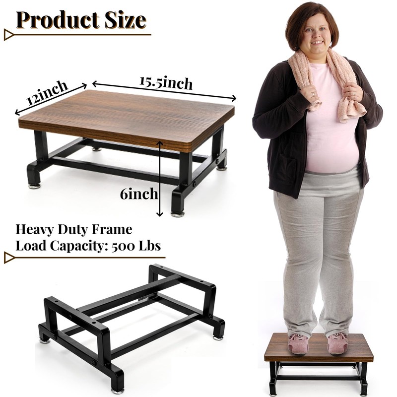 ZAVOOS Wood One Step Stool, Anti-Slip Bed Steps Stool for
