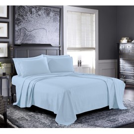 Pure Bedding Bed Sheets - California King Sheet Set [6-Piece, Sky Blue] - Hotel Luxury 1800 Brushed Microfiber - Soft and Breathable - Deep Pocket Fitted Sheet, Flat Sheet, Pillow Cases