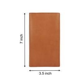 Leatherboss All Around Zipper Checkbook Holder with Pull Out Checkbook - Tan 7" X 3.3/4"