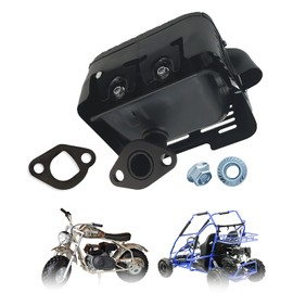 QYMOTO Exhaust Muffler Kit for Coleman KT196 Go Kart,Mini Bike CT200U, XT200U-EX,Axis M200 Hisun 200GK 196cc 212cc Silencer Factory Status