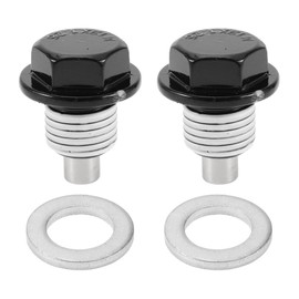 HOPESPANNER Universal Oil Drain Plug Anti Leakage Oil Pan Drain Bolt Screw Thread Repair Aluminum 2 Set with Gasket Black White Magnetic M12x1.25