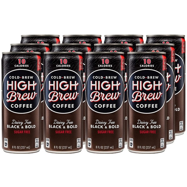 High Brew Cold Brew Coffee - Black & Bold, 8 Ounce (12 Count)