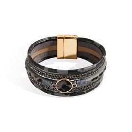 Long tiantian Leather Wrap Bracelets for Women Trendy Multi-Layer Bracelet Stack Cuff Bangle Bracelets for Women