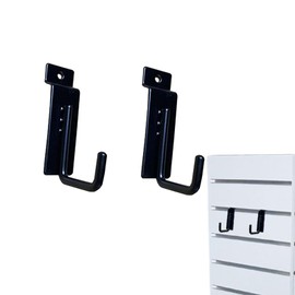 ZGGAZCA 2 Packs Slatwall Hooks J Shape Heavy Duty Hook Hangers for Display Slatboard Wall Accessories Hardware Hanging Garment Hook for Slate Panel Black 3.25 Inch