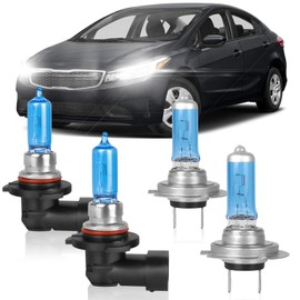 XRDHJI Fit for Kia Forte 2017 2018 2019 2020 2021 High Performance Halogen Headlight Bulbs,9005 H7 High Low Beam Headlamp Replacement Bulbs Kit, Plug and Play,Pack of 4