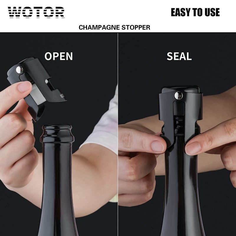 WOTOR Pack of 3 Champagne Stopper Stainless Steel Champagne Bottle