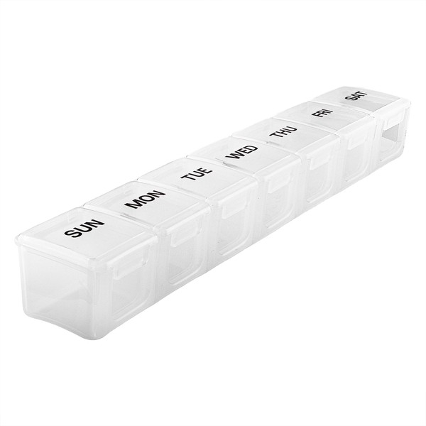 Weekly Pill Organizer Box, 7 Day Medication and Vitamin Holder Container - Large Clear