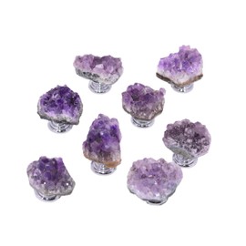 Designs Ablaze Natural Amethyst Geode Cluster Crystal Cabinet Knob Cabinet Cupboard Handle Pull (6)