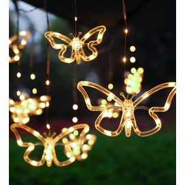 SDOUBLEM Solar USB String Butterfly Lights Indoor Outdoor 10 LED Fairy Light Decorations for Garden Fence Patio Yard Christmas Tree, Lawn, Patio, Party Decoration (USB Light)