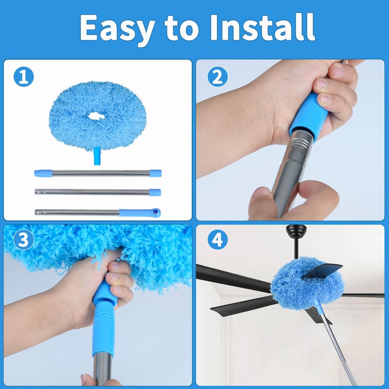 Ceiling Fan Cleaner Duster & Cobweb Duster with Extension Pole