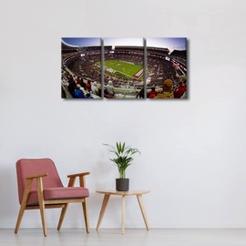 American Football Team Crimson Tide Sport Stadium Painting for Living Room Decoration Bryant-Denny Stadium Prints on Canvas Giclee Artwork Framed 3 Panels Ready to Hang, 36" Wx18 H