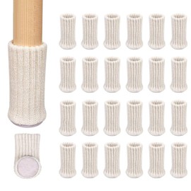 Ezprotekt 24 PCS Chair Socks High Elastic Floor Protectors Non Slip Chair Leg Feet Socks Covers Furniture Caps Set, Fit Diameter from 1" to 2",Knitted Furniture Pads, Beige
