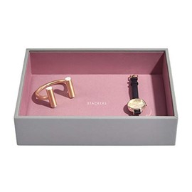 Stackers Dove Grey & Rose Classic Medium Jewellery Box Chunky Jewellery Layer